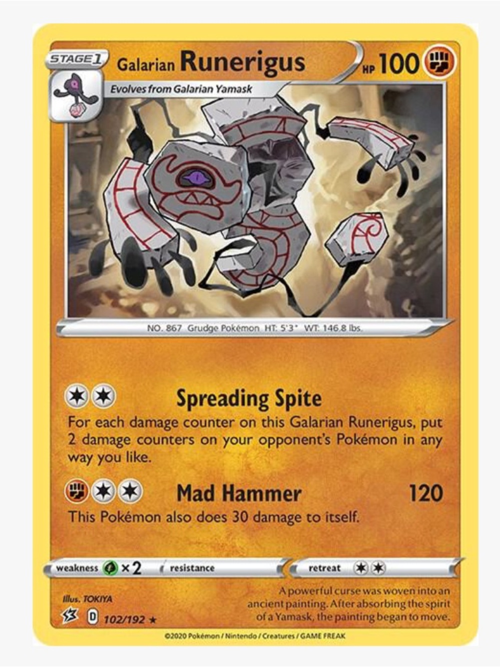 Galarian Runerigus SWSH02: Rebel Clash Pokemon Trading Card